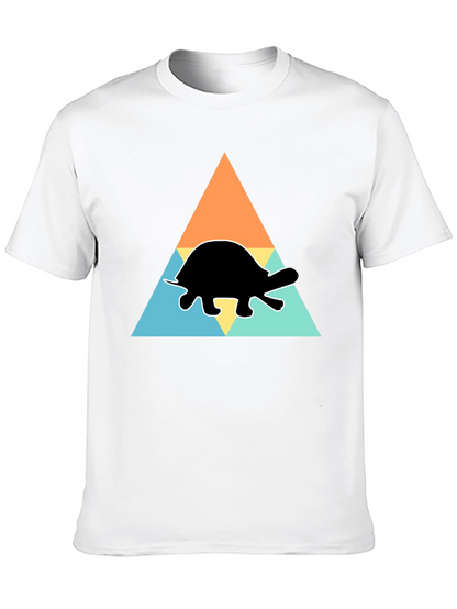 Camiseta Negra Tortuga Geométrica Casual