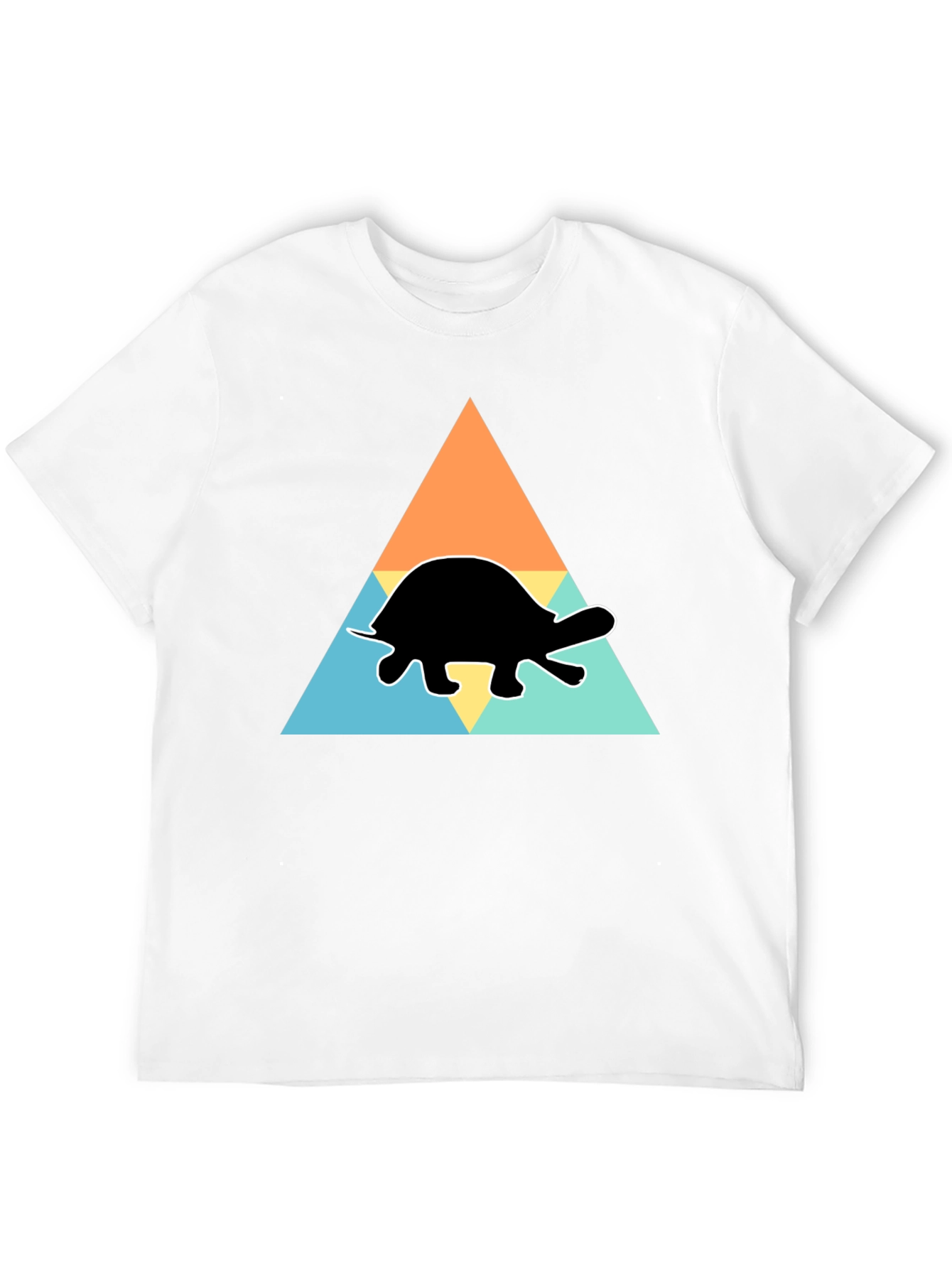 Camiseta Negra Tortuga Geométrica Casual