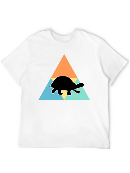 Camiseta Negra Tortuga Geométrica Casual