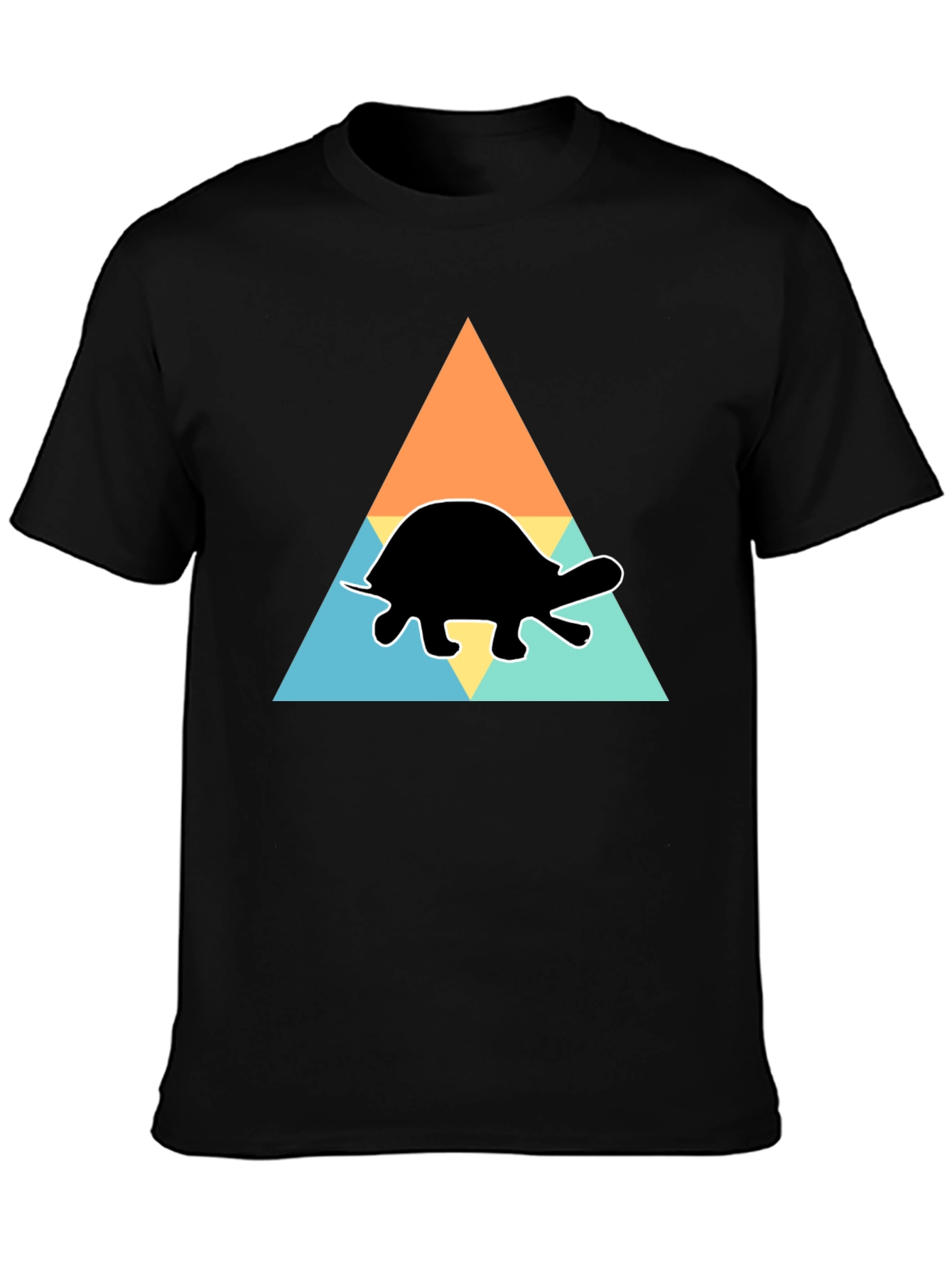 Camiseta Negra Tortuga Geométrica Casual