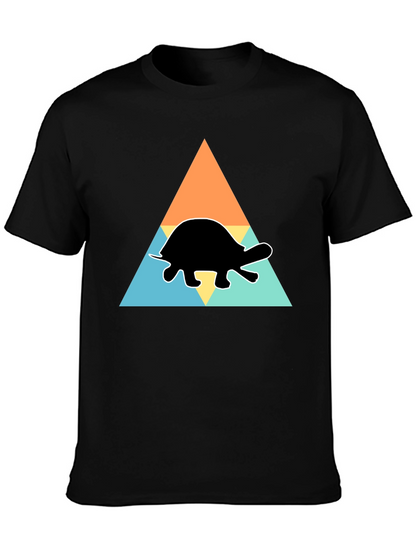 Camiseta Negra Tortuga Geométrica Casual