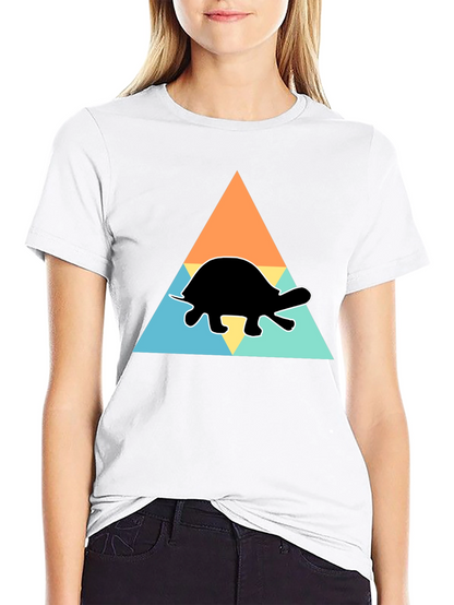 Camiseta Negra Tortuga Geométrica Casual