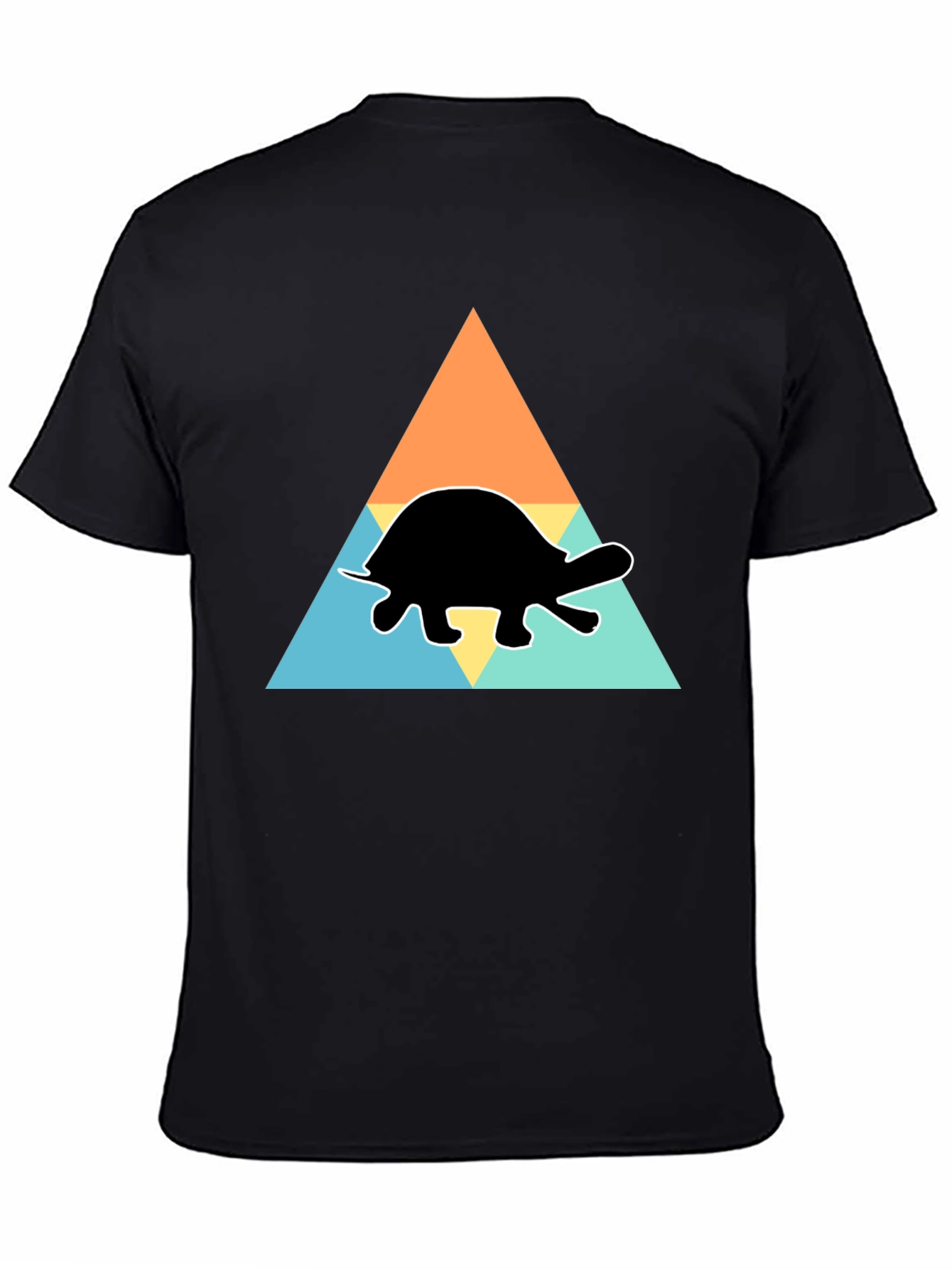 Camiseta Negra Tortuga Geométrica Casual