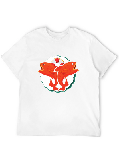Camiseta Negra con Diseño de Peces Naranja