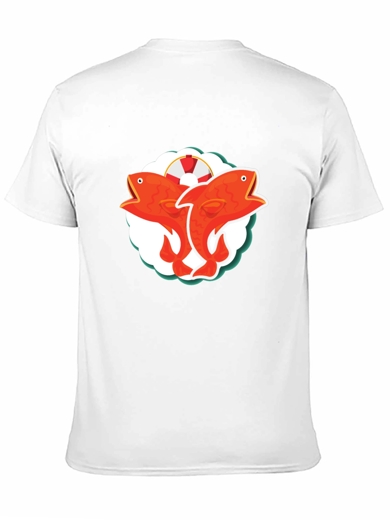 Camiseta Negra con Diseño de Peces Naranja