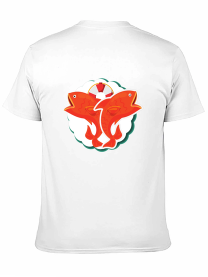 Camiseta Negra con Diseño de Peces Naranja
