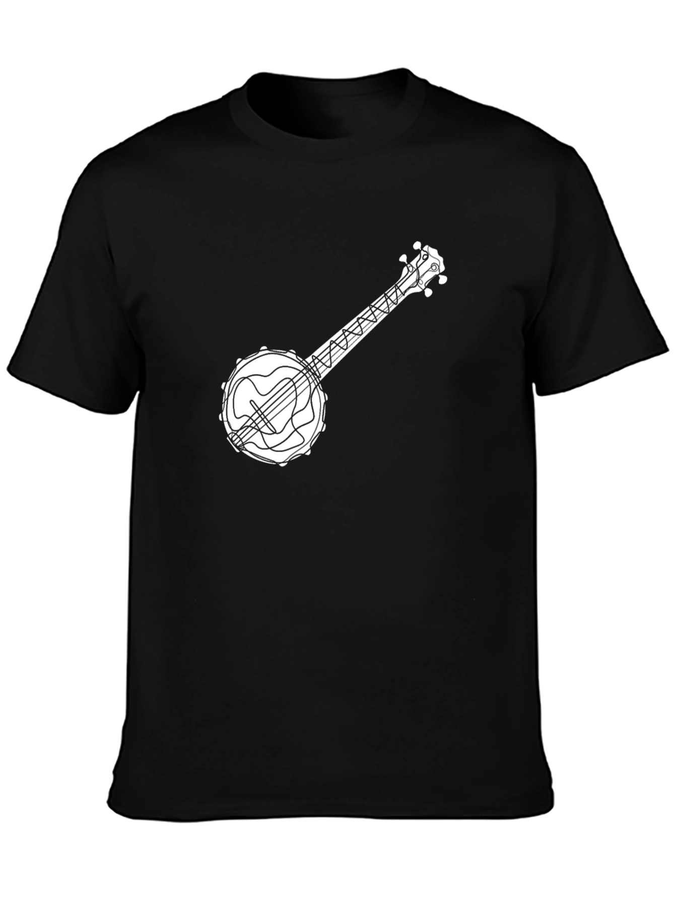 Camiseta Negra con Diseño de Banjo para Hombre