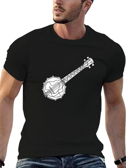 Camiseta Negra con Diseño de Banjo para Hombre