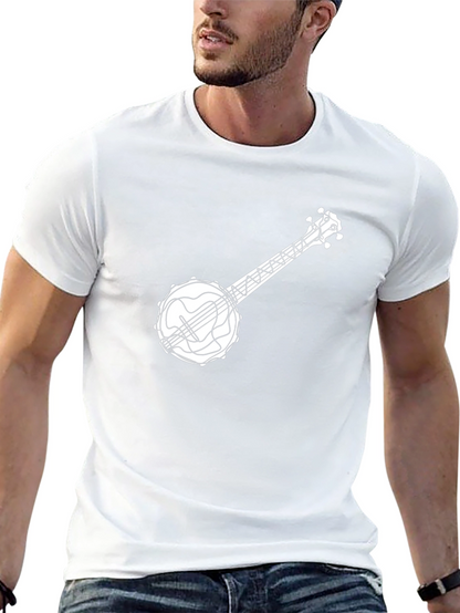 Camiseta Negra con Diseño de Banjo para Hombre