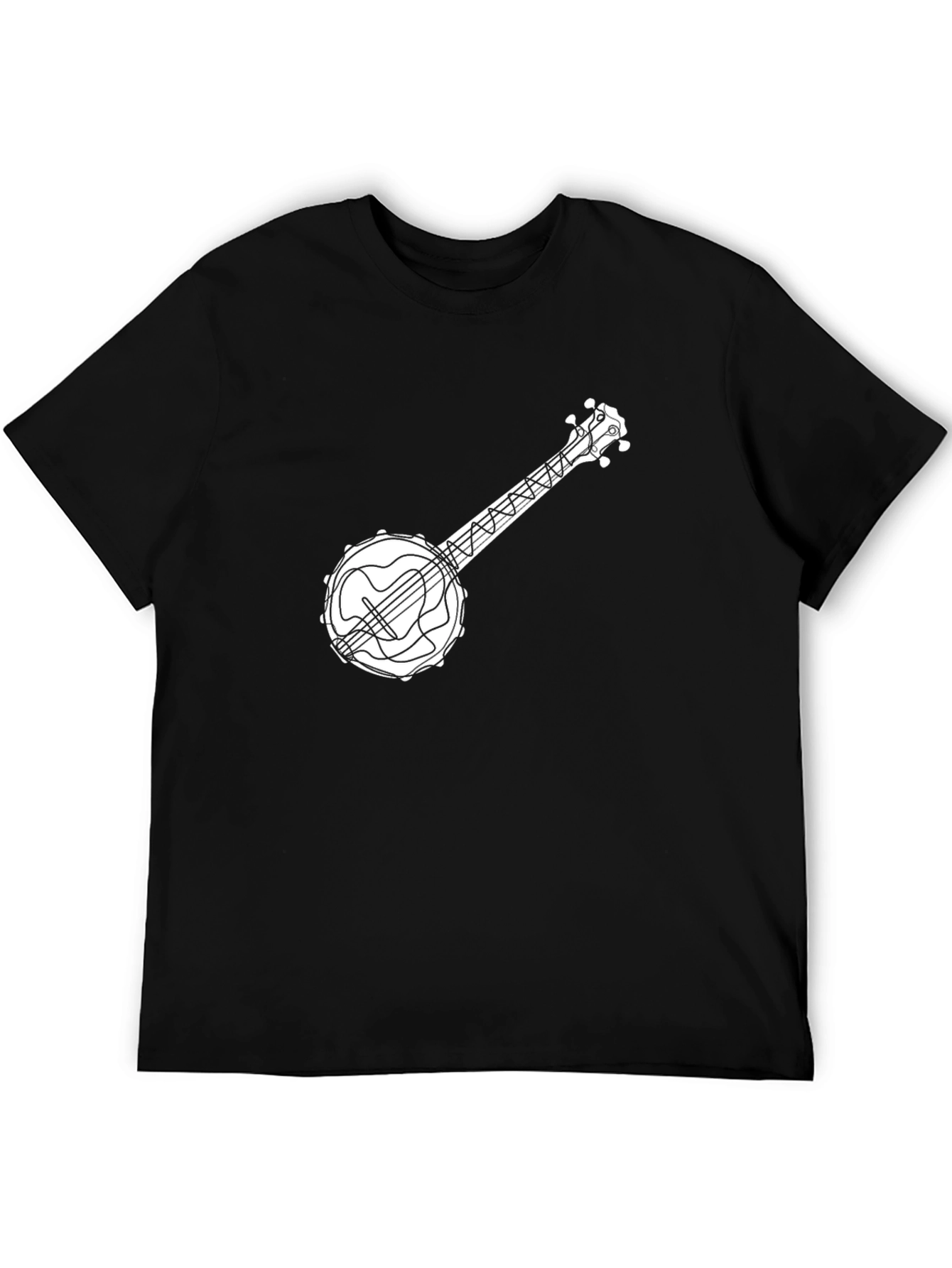 Camiseta Negra con Diseño de Banjo para Hombre