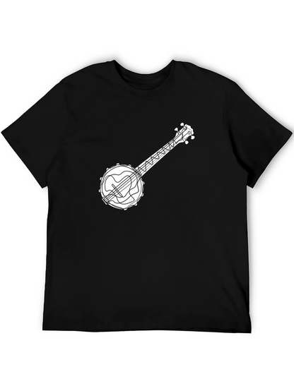 Camiseta Negra con Diseño de Banjo para Hombre