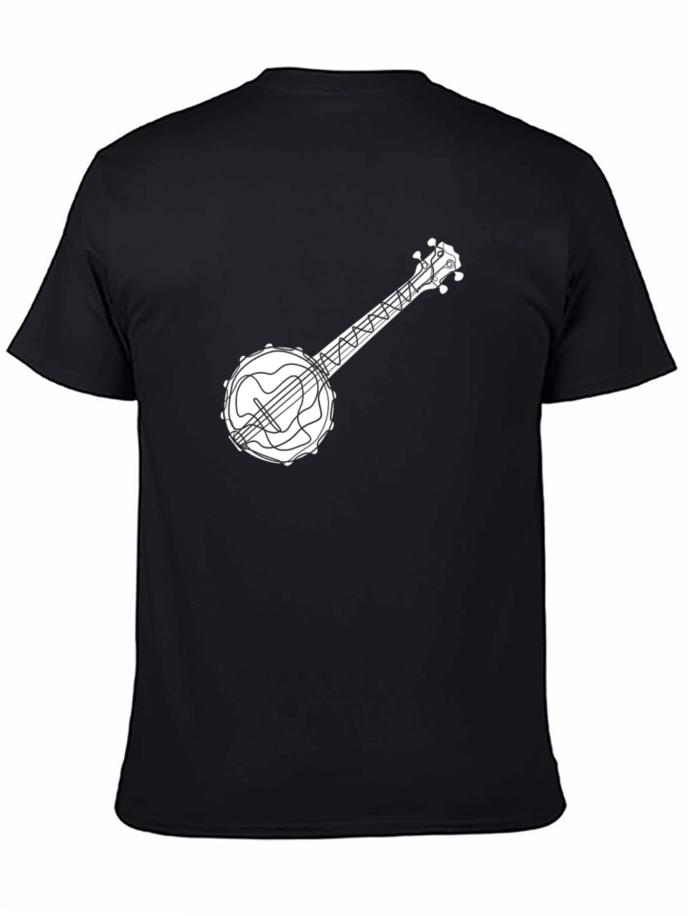 Camiseta Negra con Diseño de Banjo para Hombre