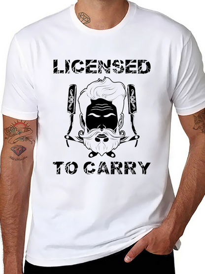 Camiseta Negra con Diseño de Barbero Licensed to Carry