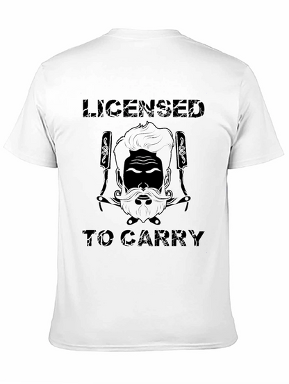 Camiseta Negra con Diseño de Barbero Licensed to Carry