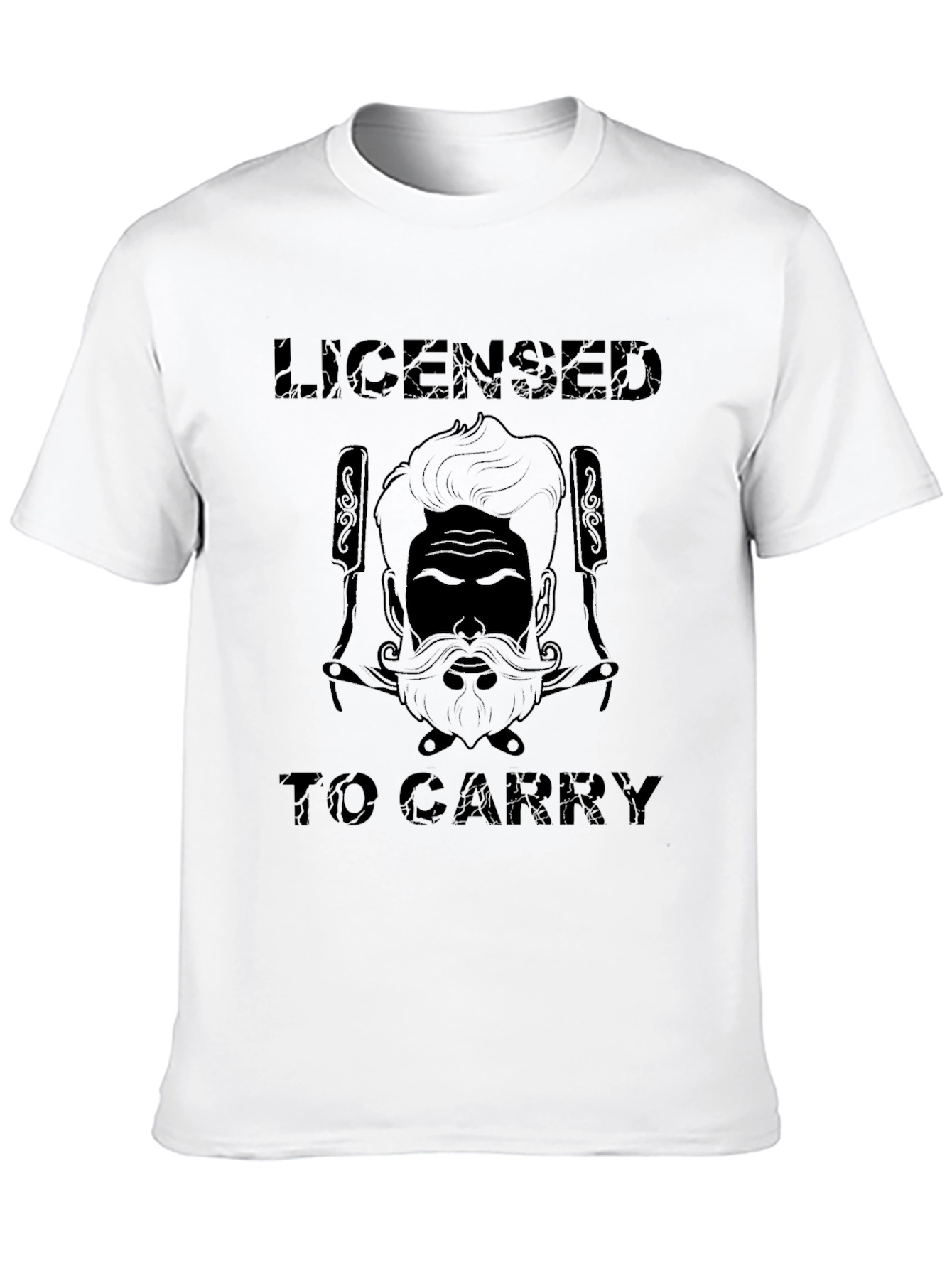 Camiseta Negra con Diseño de Barbero Licensed to Carry