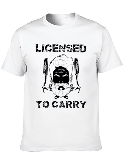 Camiseta Negra con Diseño de Barbero Licensed to Carry