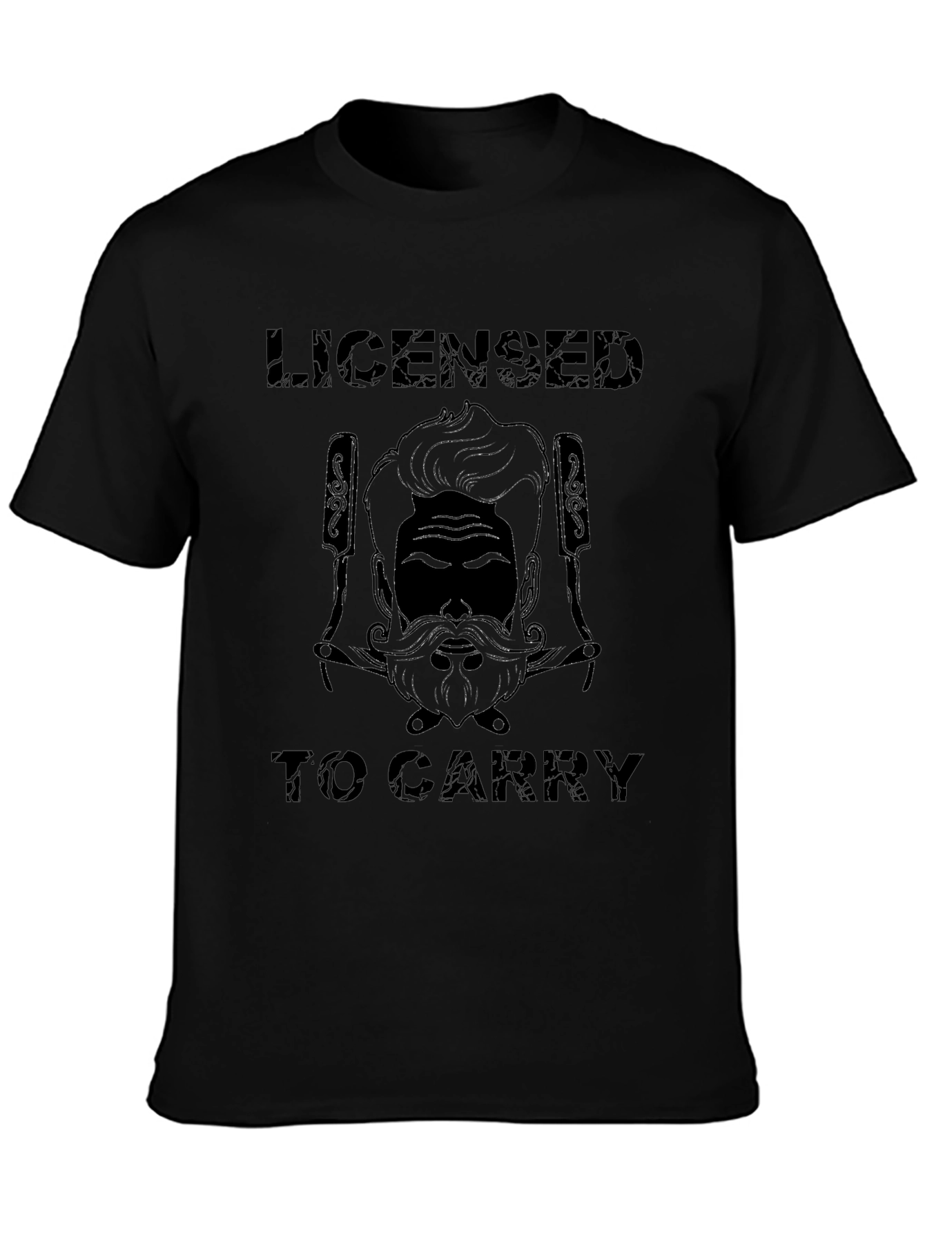 Camiseta Negra con Diseño de Barbero Licensed to Carry