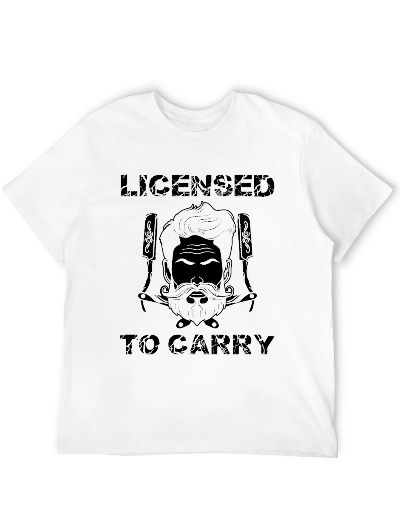 Camiseta Negra con Diseño de Barbero Licensed to Carry