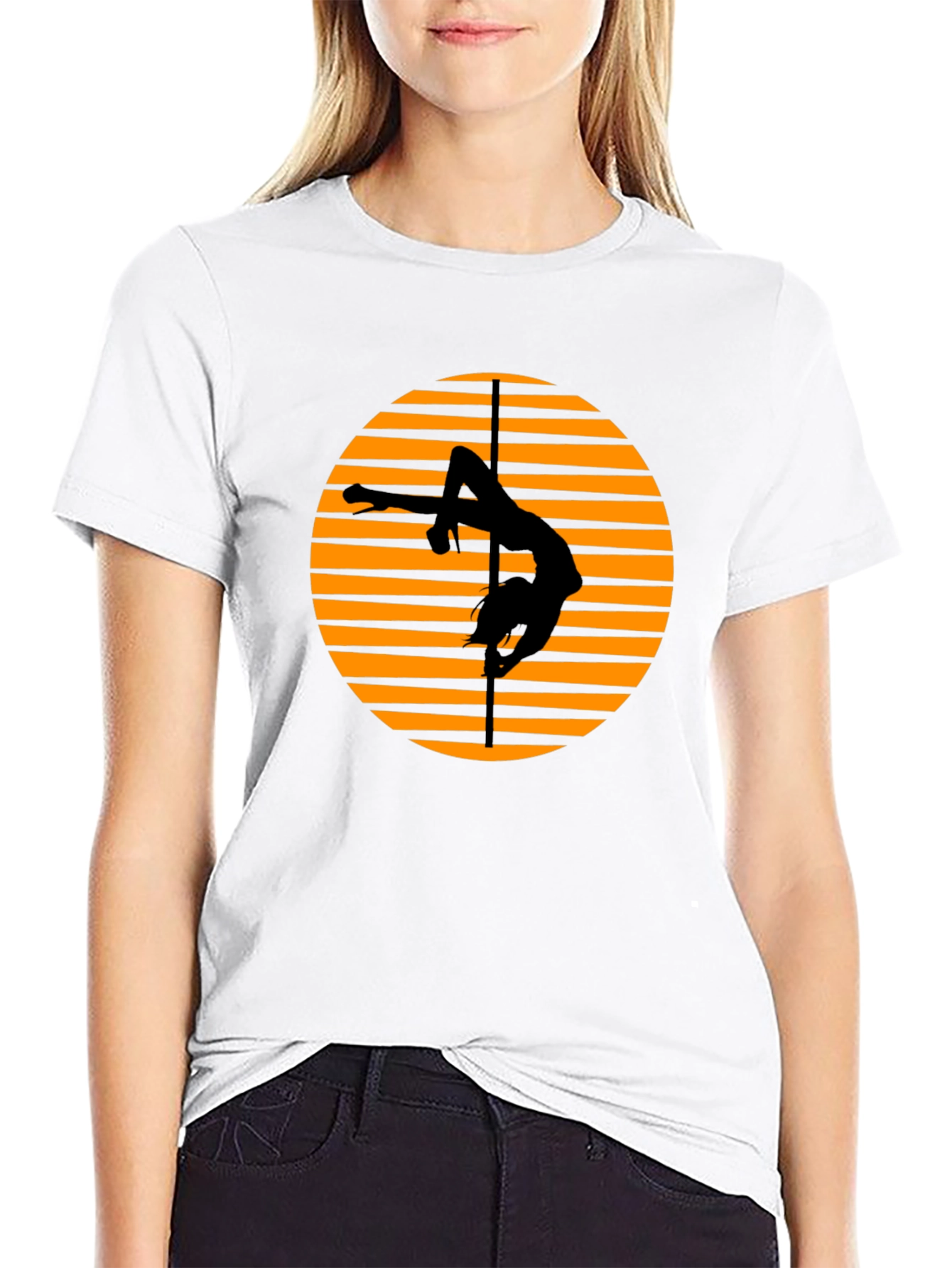 Camiseta Negra con Diseño de Pole Dance