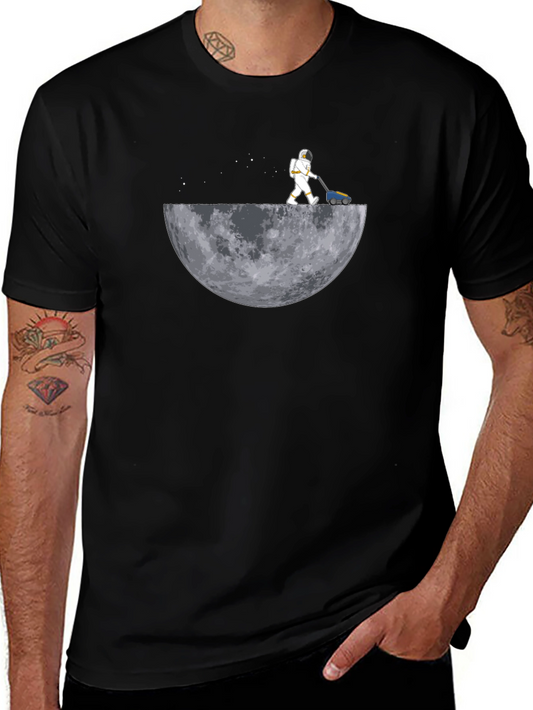 Camiseta Negra Astronauta Cortando la Luna