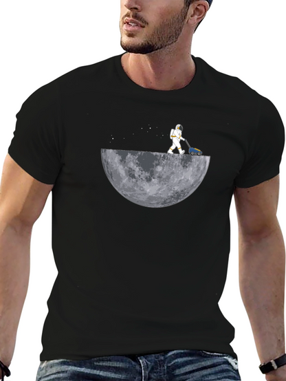 Camiseta Negra Astronauta Cortando la Luna