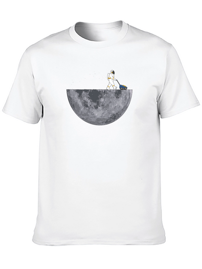 Camiseta Negra Astronauta Cortando la Luna