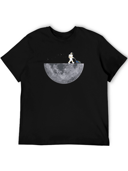 Camiseta Negra Astronauta Cortando la Luna