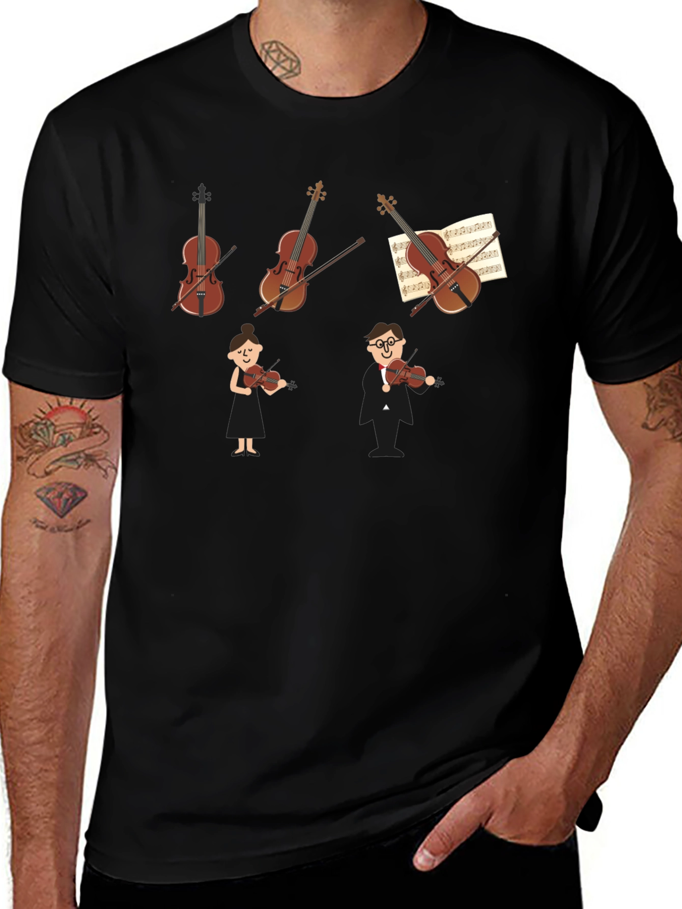 Camiseta Negra con Diseño Musical