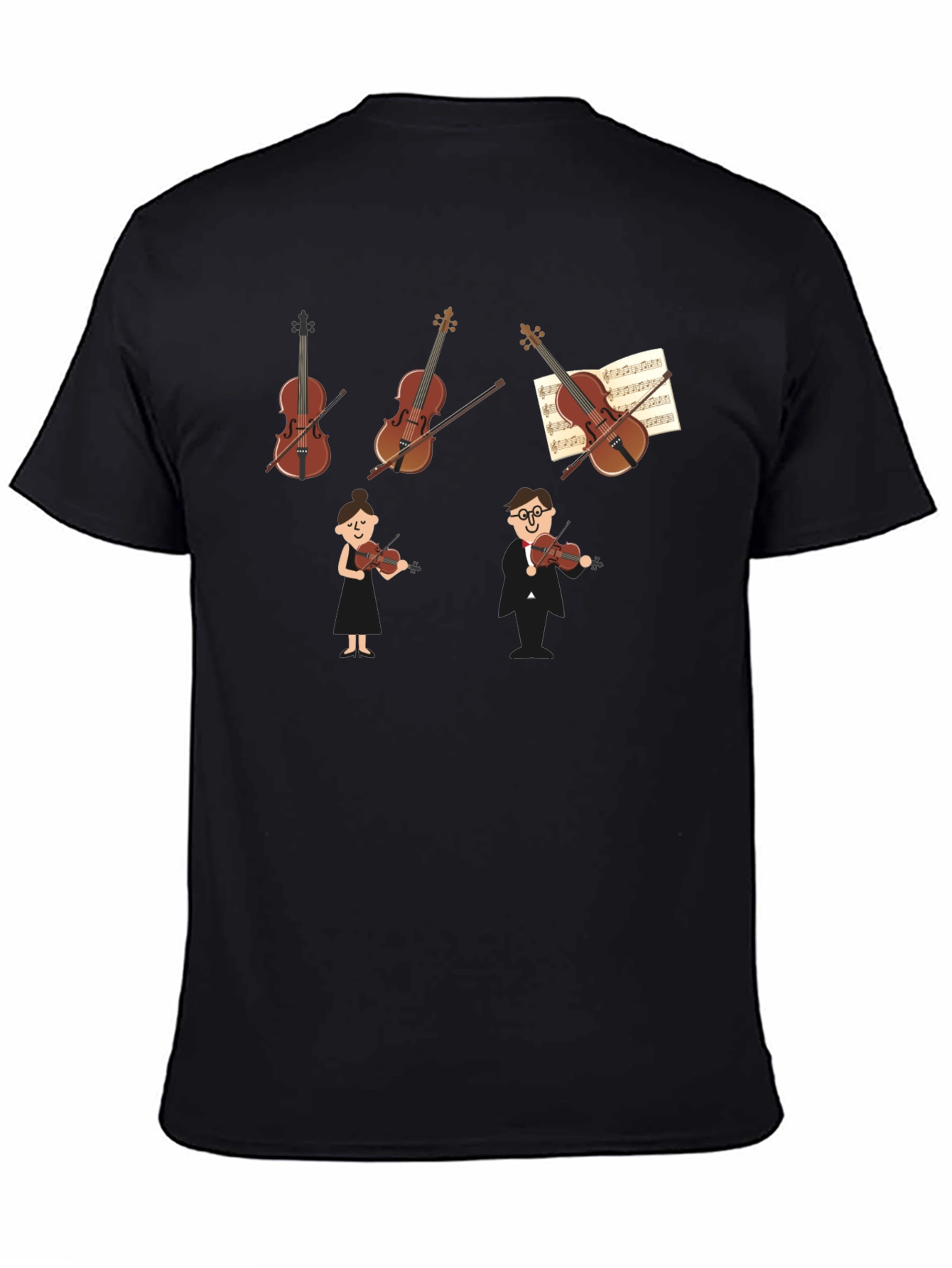 Camiseta Negra con Diseño Musical