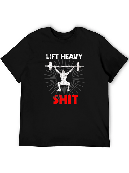 Camiseta Negra de Levantamiento de Pesas Lift Heavy SH*T