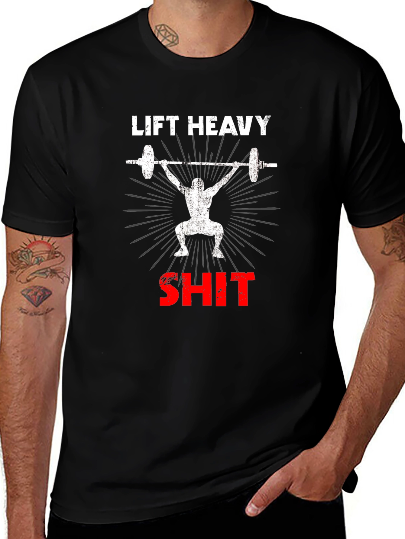 Camiseta Negra de Levantamiento de Pesas Lift Heavy SH*T