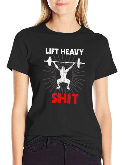 Camiseta Negra de Levantamiento de Pesas Lift Heavy SH*T