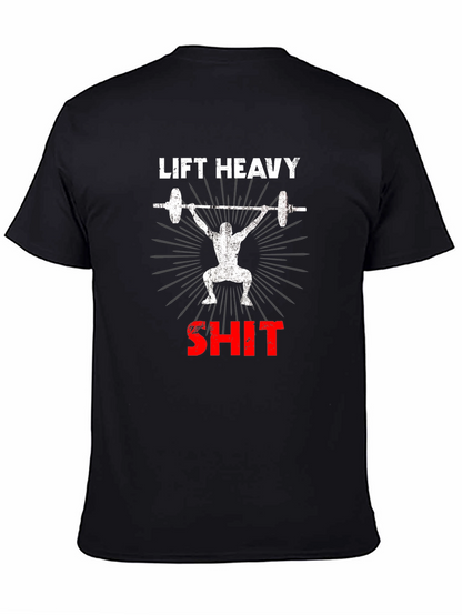 Camiseta Negra de Levantamiento de Pesas Lift Heavy SH*T