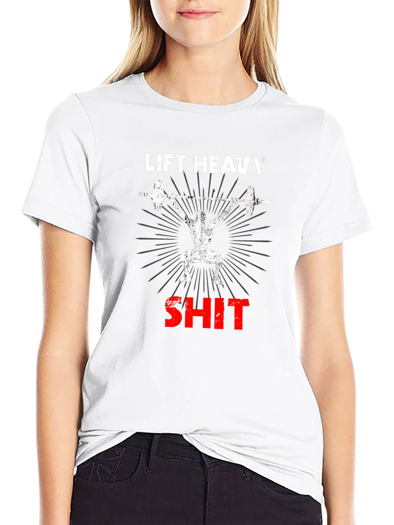 Camiseta Negra de Levantamiento de Pesas Lift Heavy SH*T