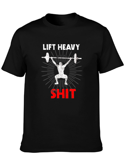 Camiseta Negra de Levantamiento de Pesas Lift Heavy SH*T