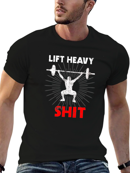 Camiseta Negra de Levantamiento de Pesas Lift Heavy SH*T