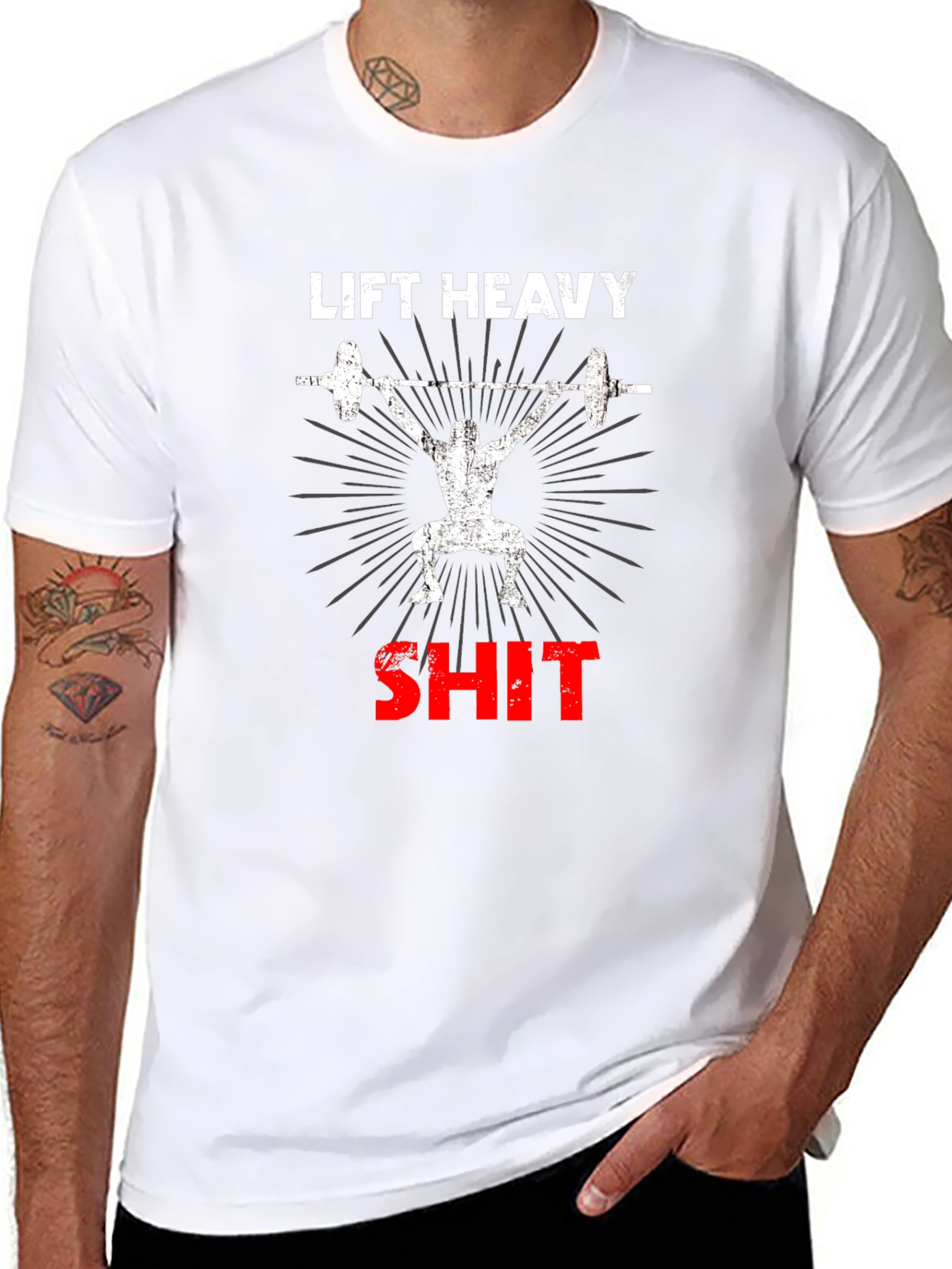 Camiseta Negra de Levantamiento de Pesas Lift Heavy SH*T