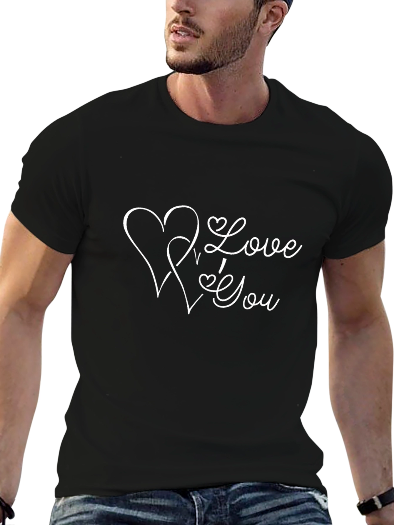 Camiseta Negra con Diseño Love You