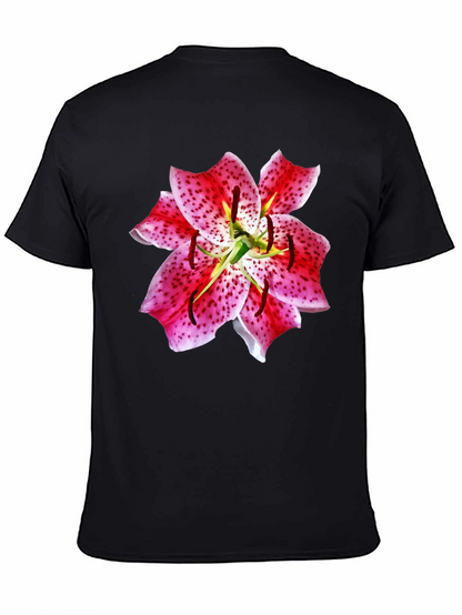 Camiseta Negra con Estampado Floral de Lirio