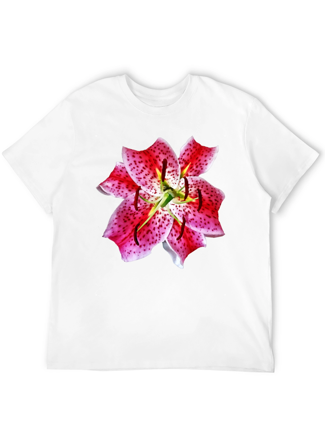 Camiseta Negra con Estampado Floral de Lirio