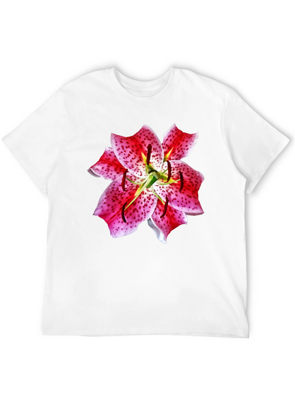 Camiseta Negra con Estampado Floral de Lirio