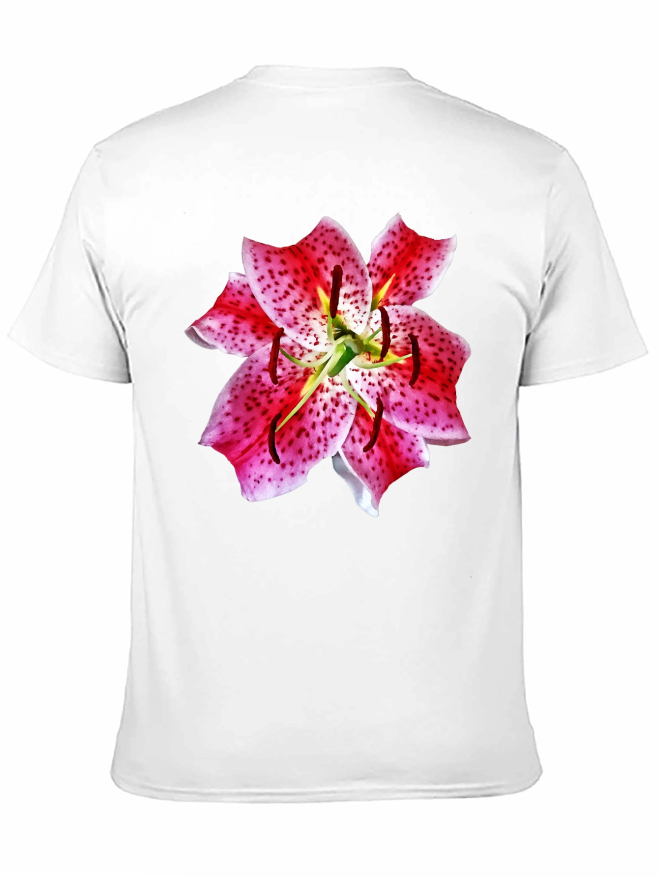 Camiseta Negra con Estampado Floral de Lirio