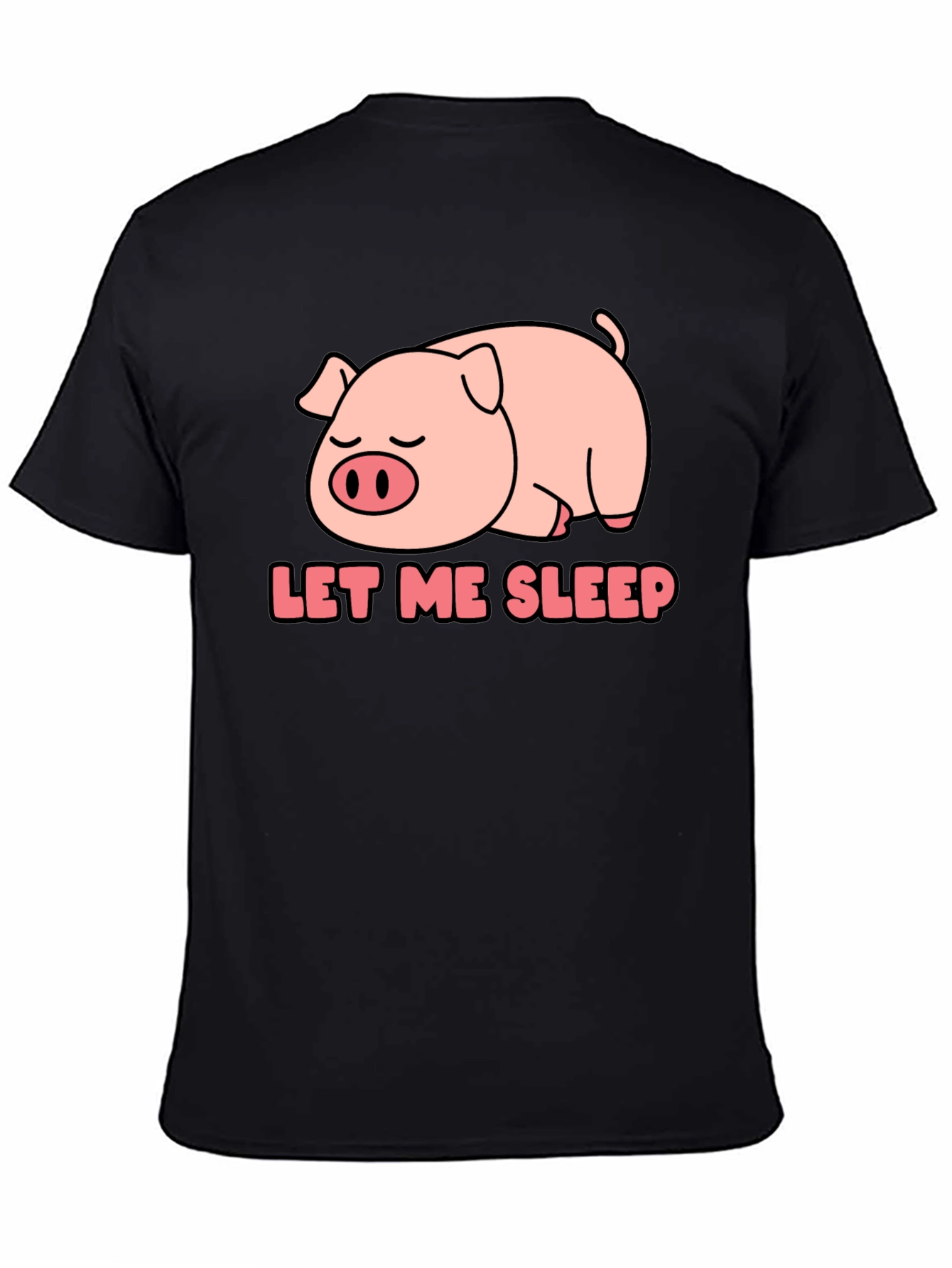 Camiseta Negra Déjame Dormir con Cerdo Adorable