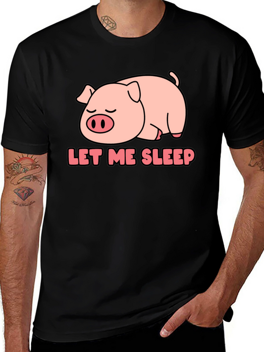 Camiseta Negra Déjame Dormir con Cerdo Adorable