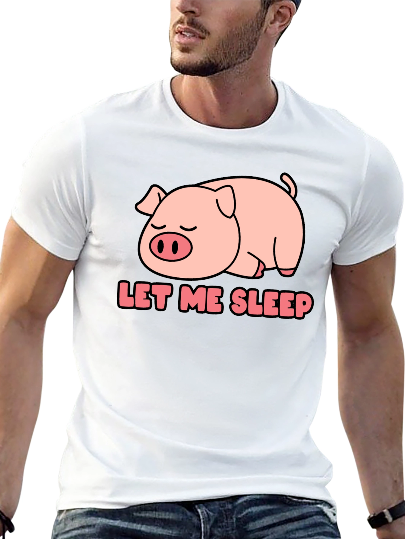 Camiseta Negra Déjame Dormir con Cerdo Adorable