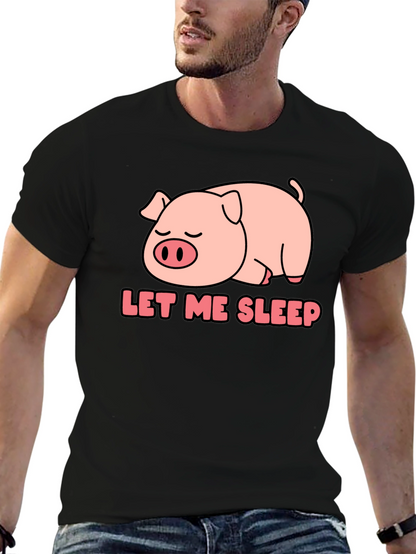 Camiseta Negra Déjame Dormir con Cerdo Adorable
