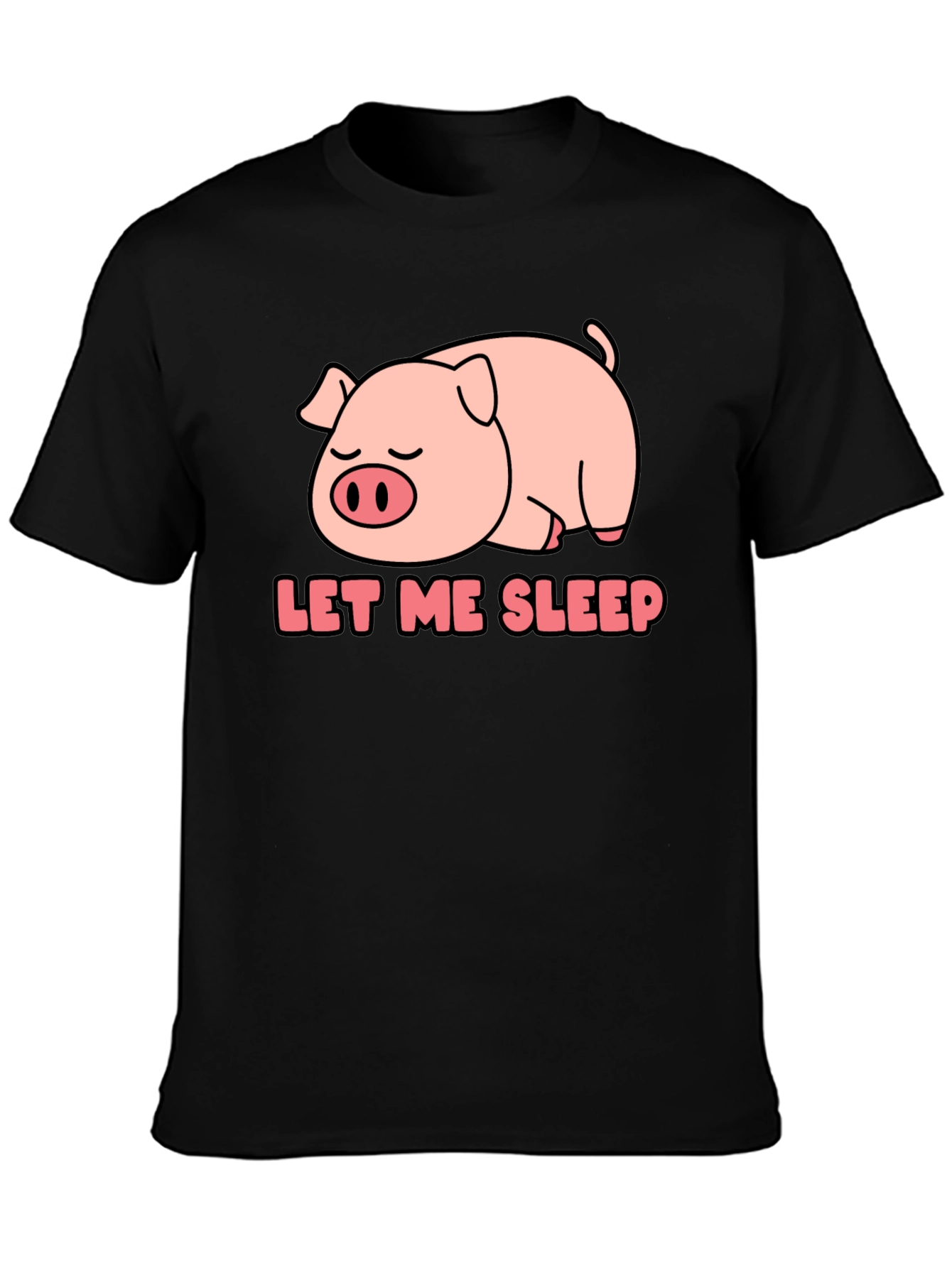 Camiseta Negra Déjame Dormir con Cerdo Adorable