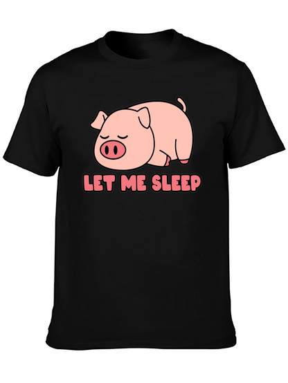 Camiseta Negra Déjame Dormir con Cerdo Adorable