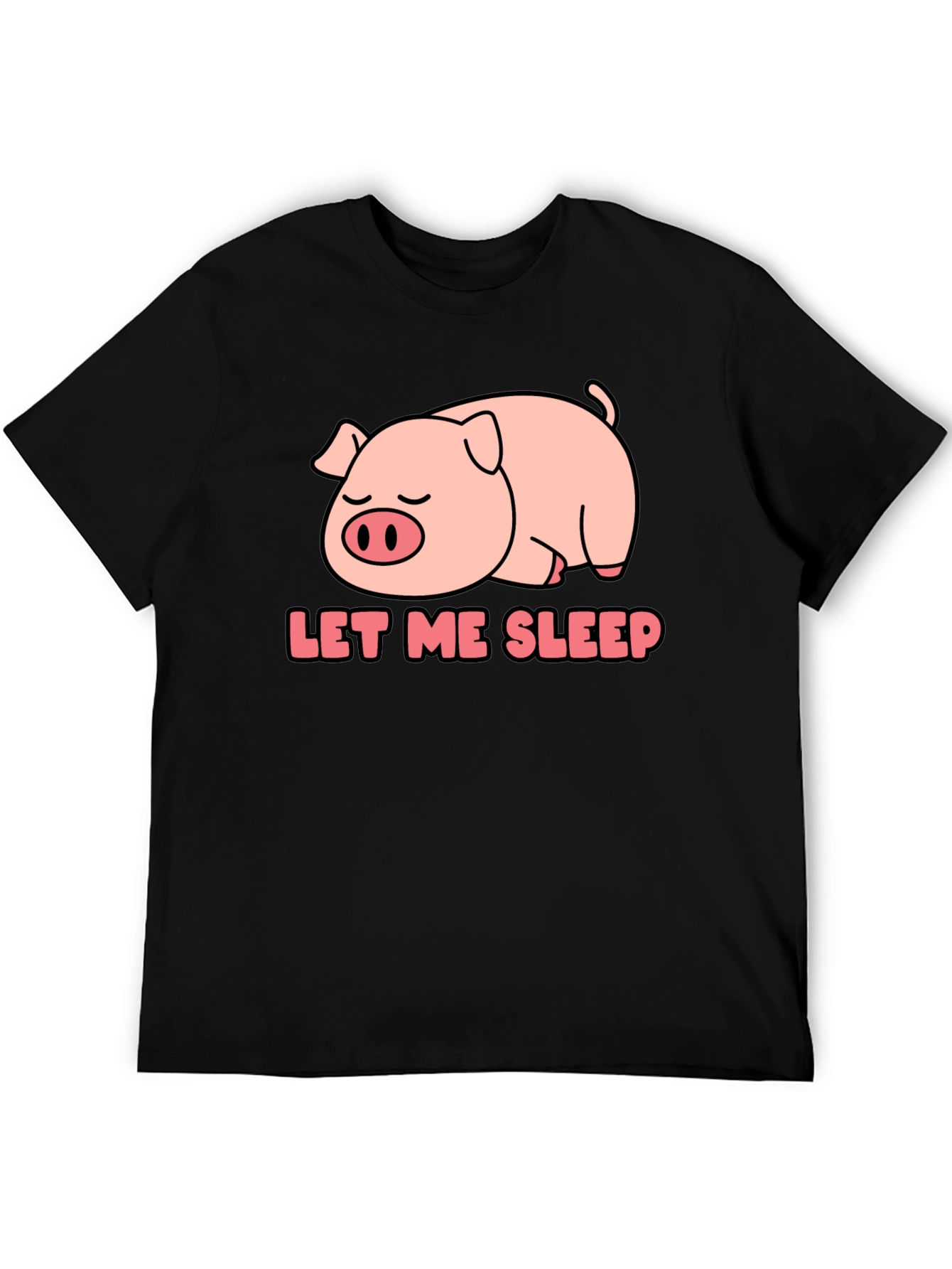 Camiseta Negra Déjame Dormir con Cerdo Adorable