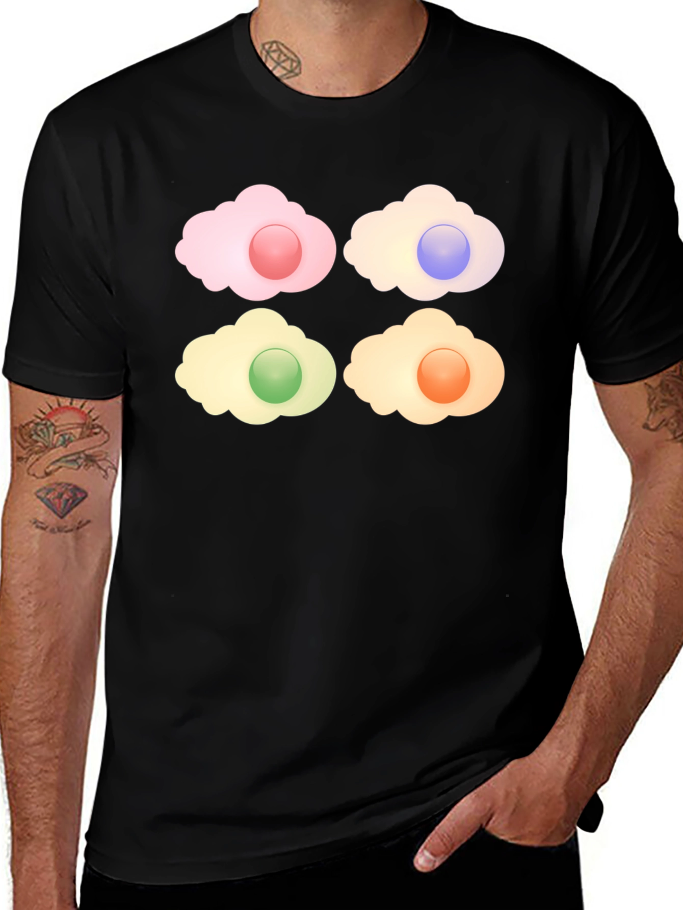 Camiseta Negra con Diseño de Huevos Divertidos